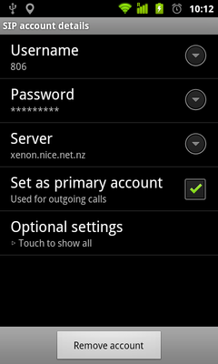 Android Gingerbread VoIP settings