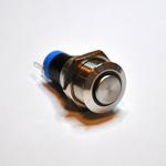 Picture of Waterproof Metal Pushbutton with Blue LED Ring - 16mm Momentary