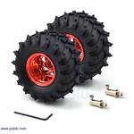 Picture of Dagu Wild Thumper Wheel 120x60mm Pair with 4mm Shaft Adapters - Metallic Red